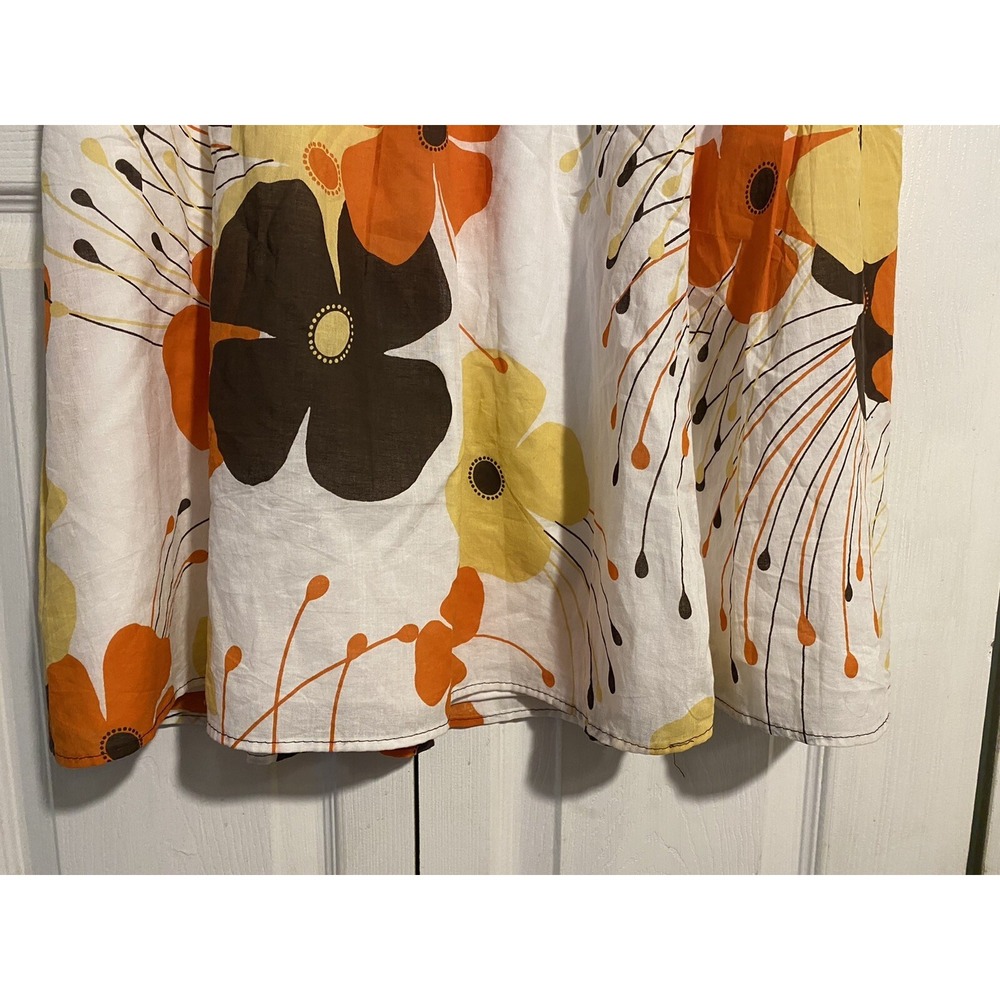 Rainbow floral skirt size M white brown yellow floral - Picture 3 of 6